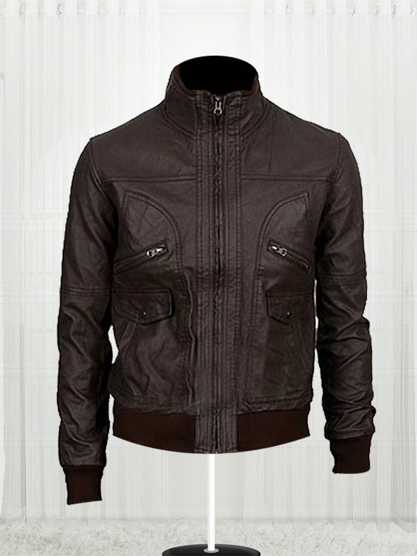 6 Pocket Slim-Fit Bomber Leather Jacket