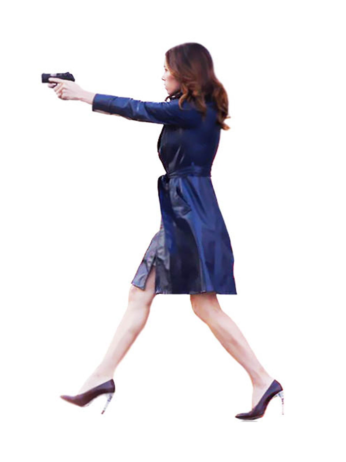 A Team Jessica Biel Navy Blue Long Coat