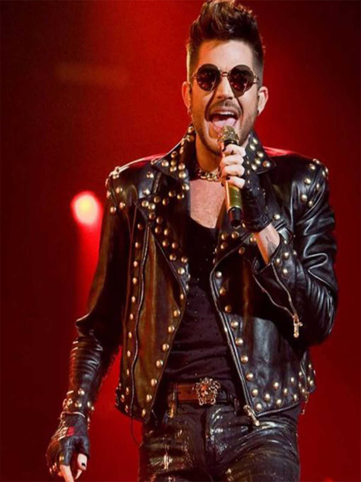Adam Lambert Black Leather Studded Jacket