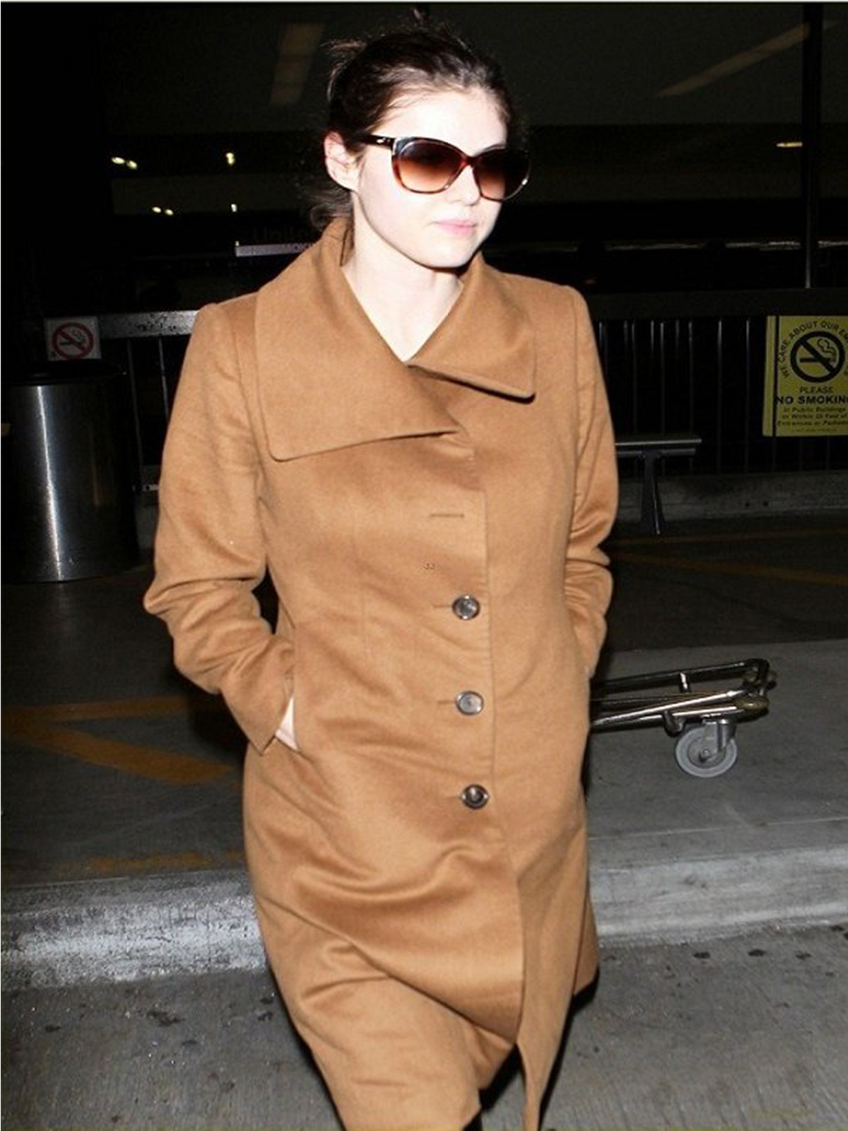 Alexandra Daddario Brown Wool Coat