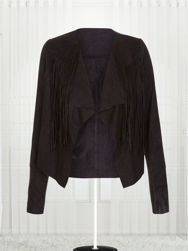 Amalie & Amber Suedette Fringed Brown Jacket