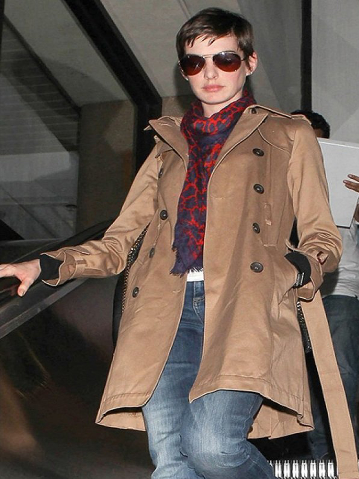 Anne Hathaway Double Breasted Brown Coat