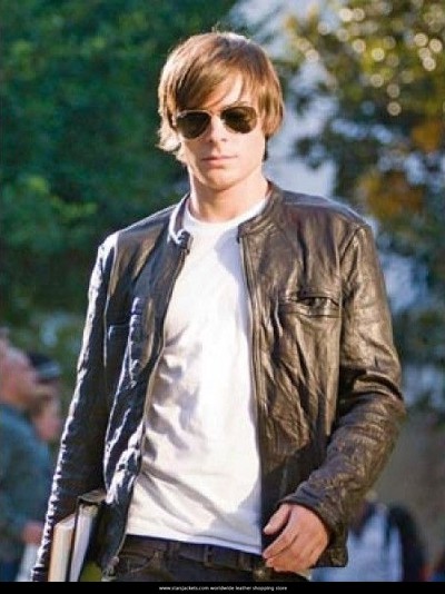 Oblow 17 Again Zac Efron Black Leather Jacket