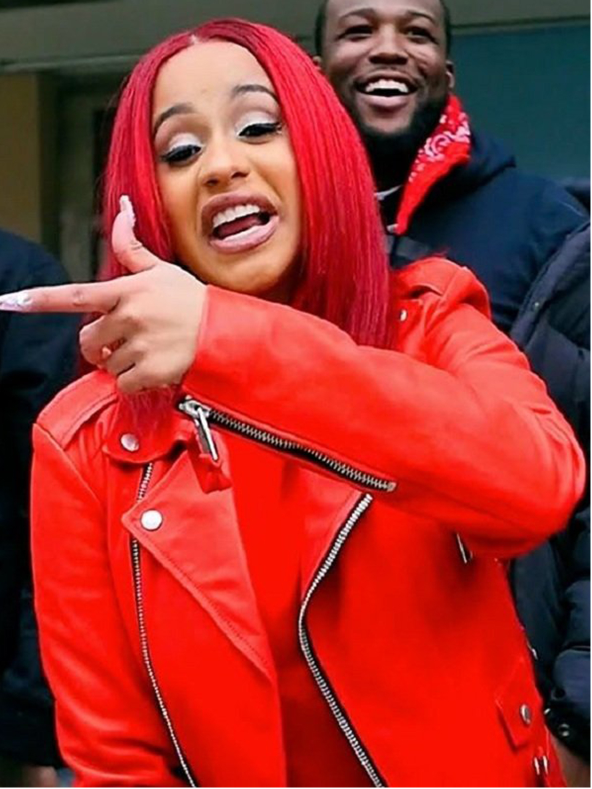 Cardi B Red Barz Leather Jacket