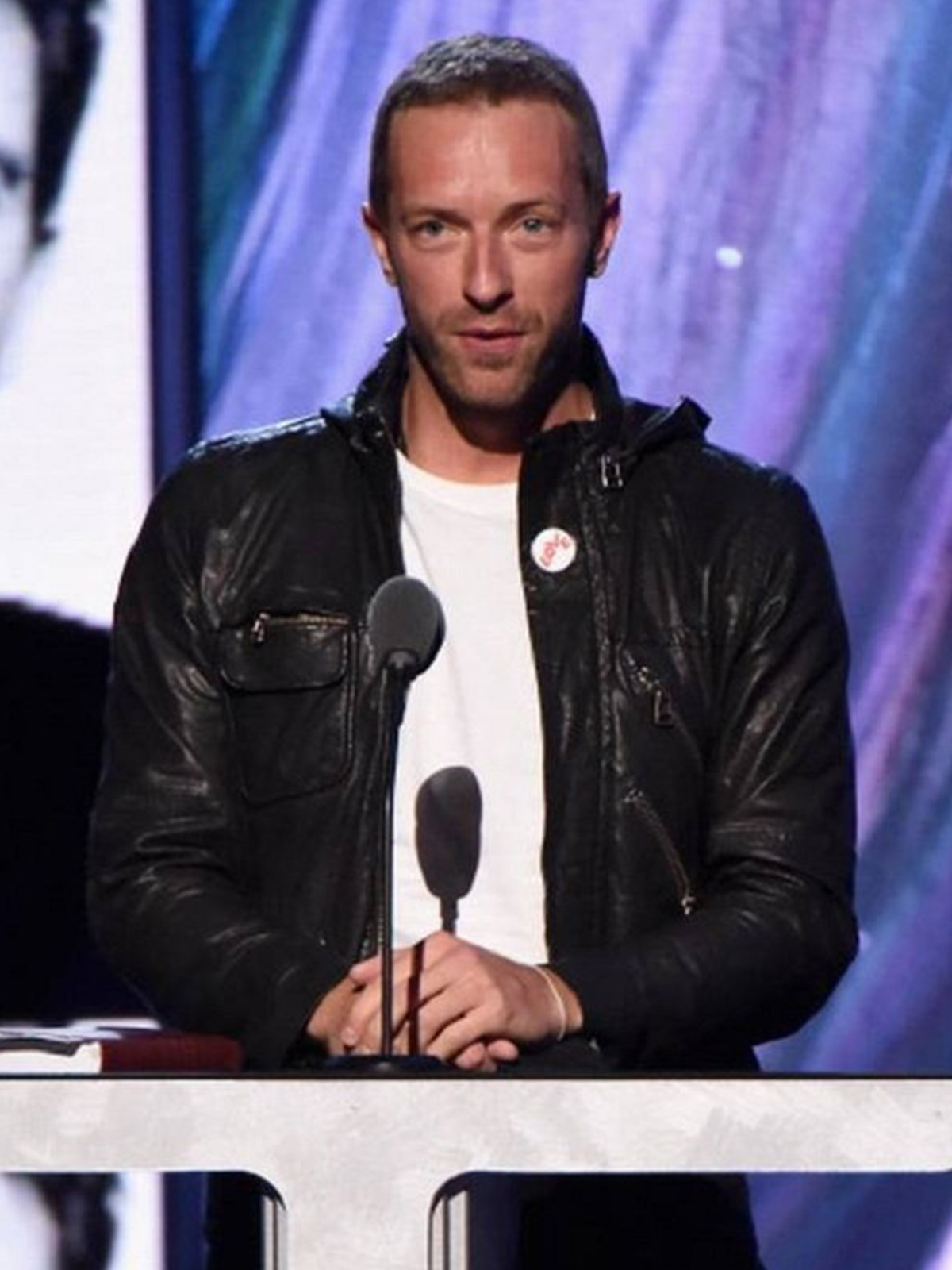 Chris Martin Coldplay Leather Hoodie Jacket