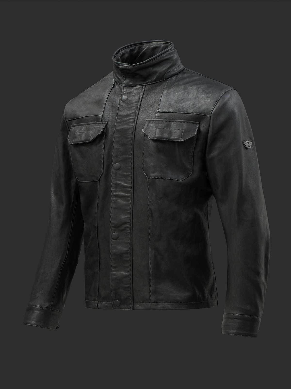 Falcon Black Leather Jacket Man