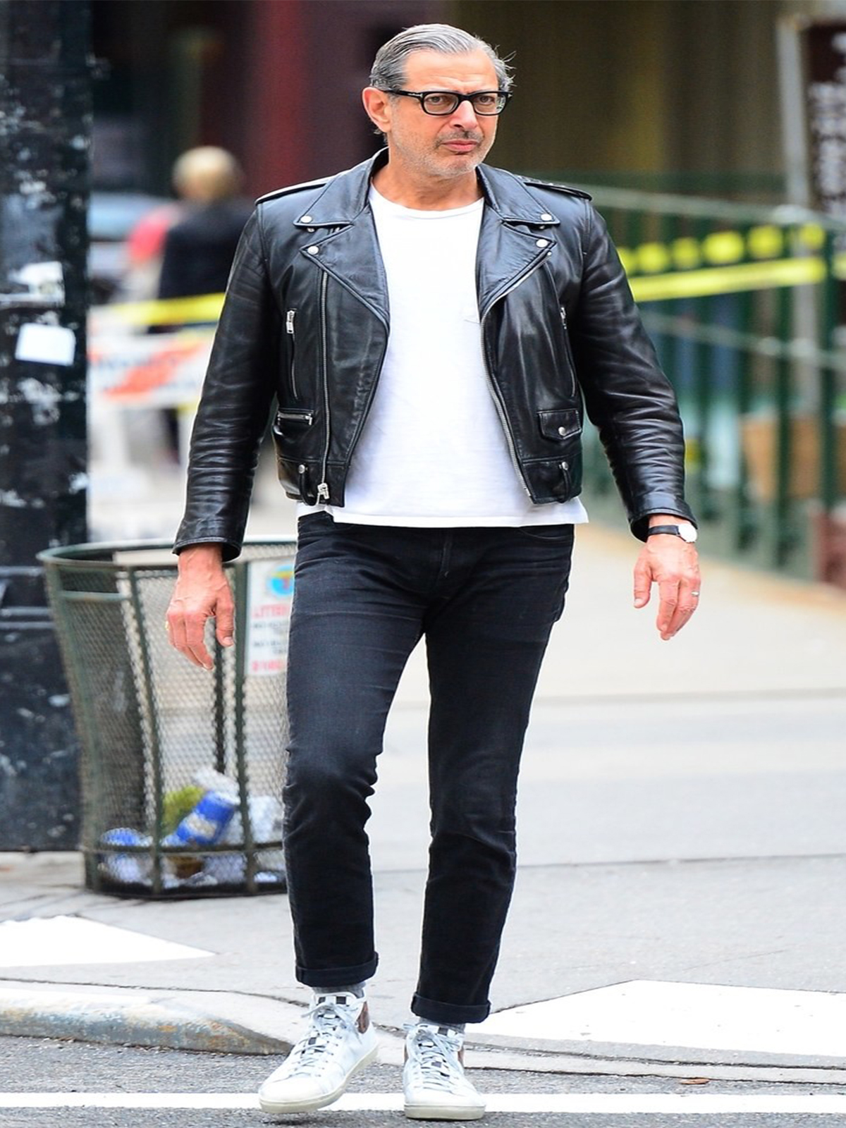 Jeff Goldblum Black Leather Biker Jacket