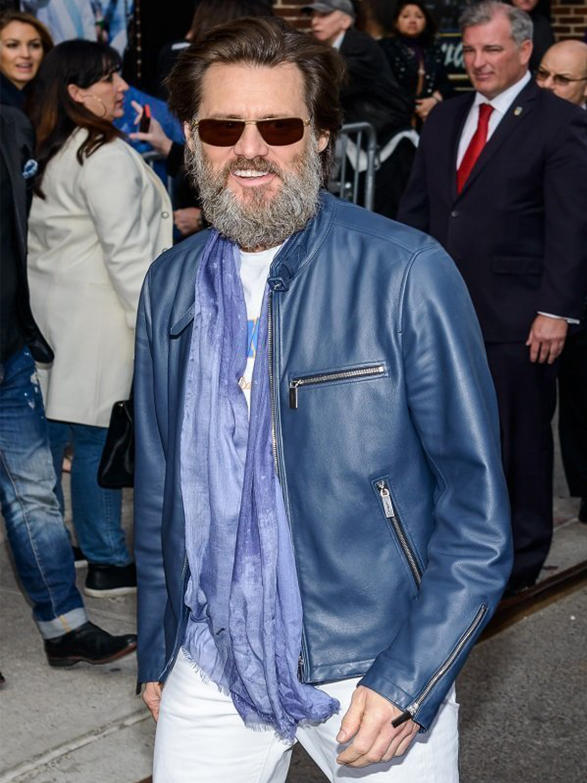 Jim Carrey NYC Blue Leather Jacket