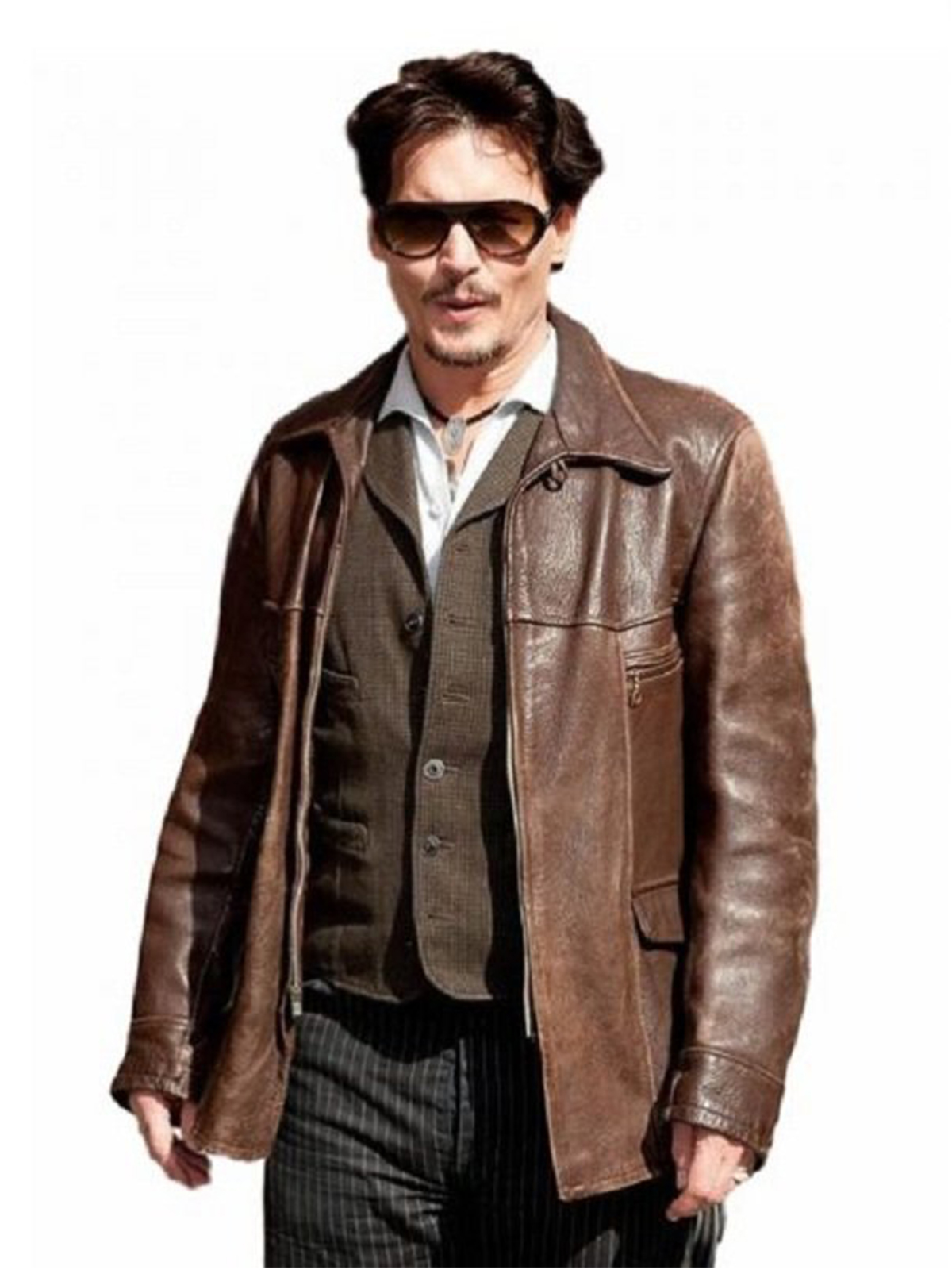 Johnny Depp Distressed Brown Leather Jacket