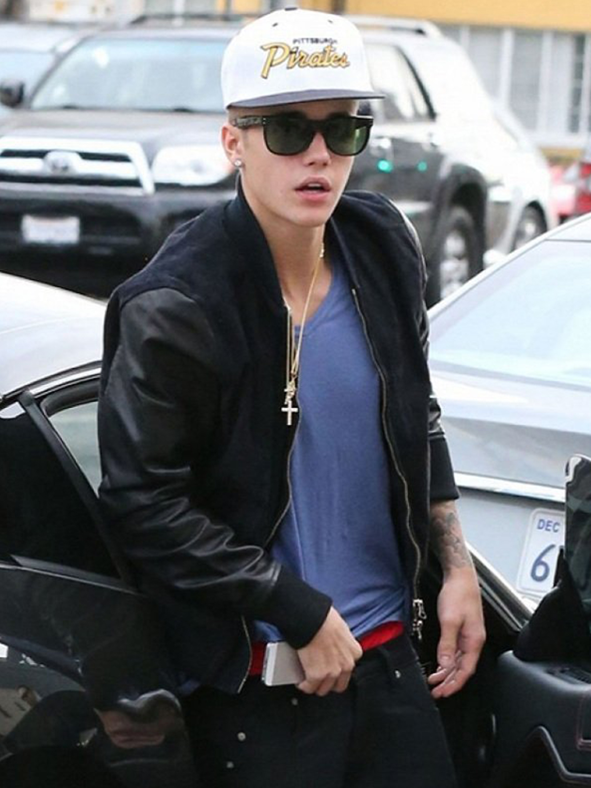 Justin Bieber Black Bomber Leather Jacket