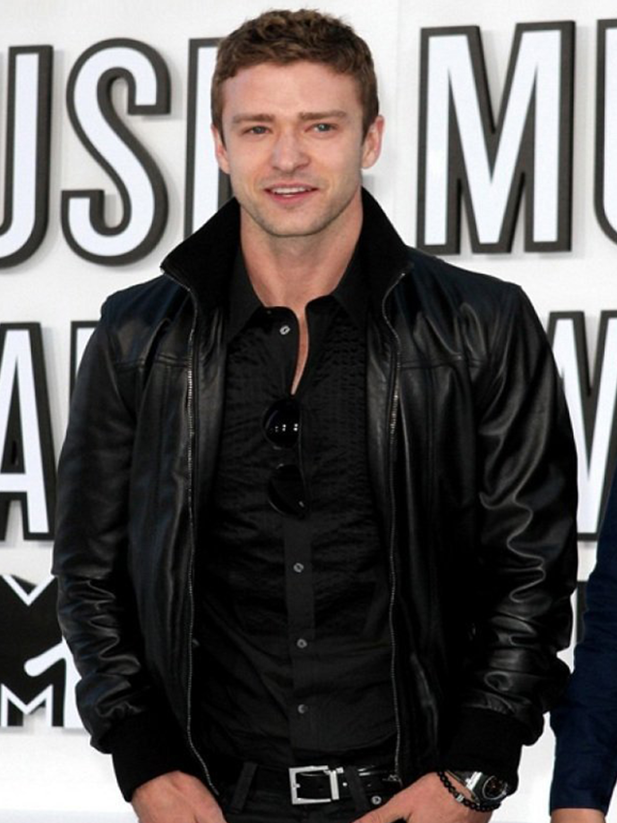 Justin Timberlake Black Bomber Leather Jacket