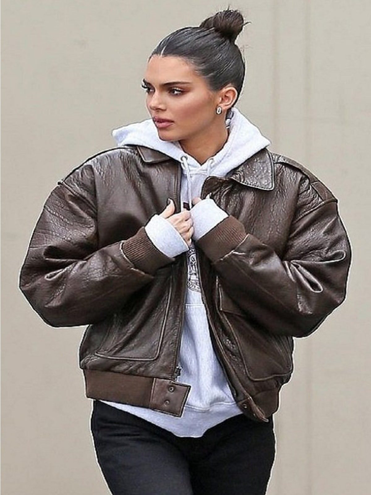 Kendall Jenner Bomber Leather Jacket