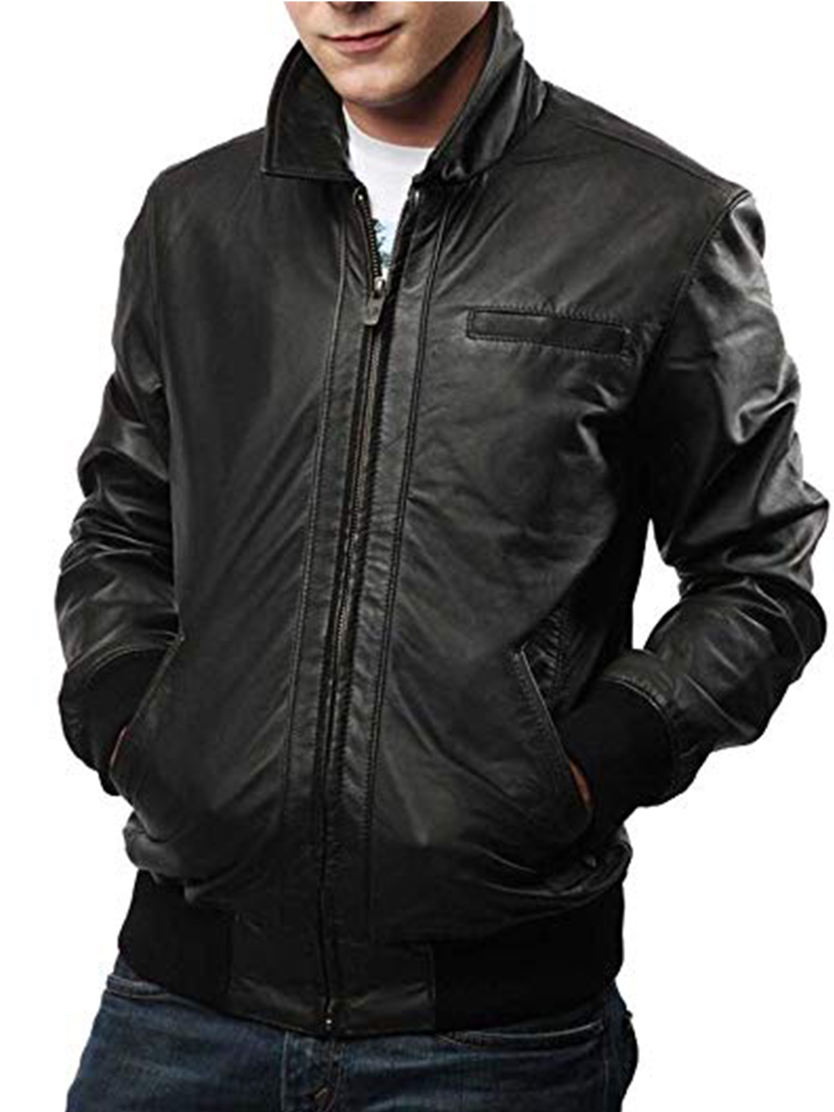 Men's Slim fit Biker Black Casual Leather Jacket