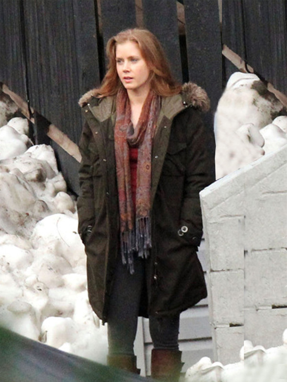 Man Steel Amy Adams Green Fur Coat