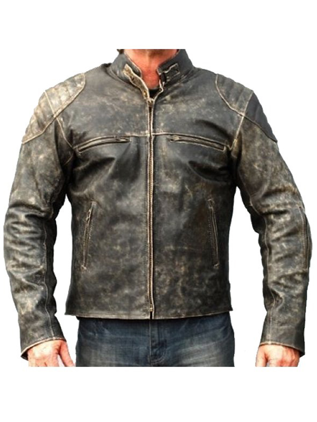 Men's Biker Distressed Hooligan Leather Jacket