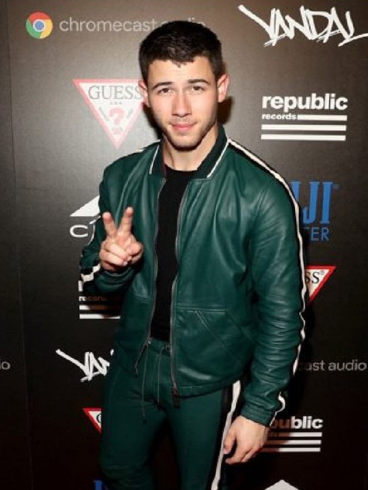 Mtv Nick Jonas Green Leather Jacket
