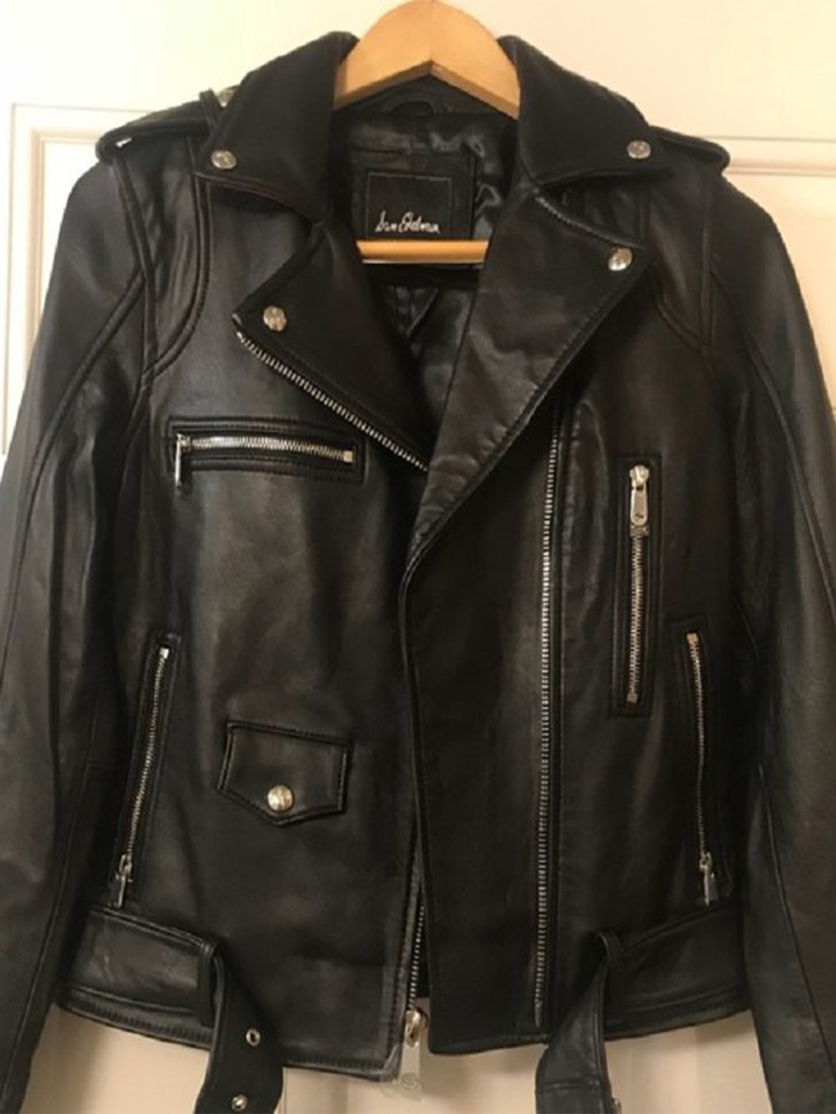 Sam Edelman Contrast Trim Moto Leather Jacket