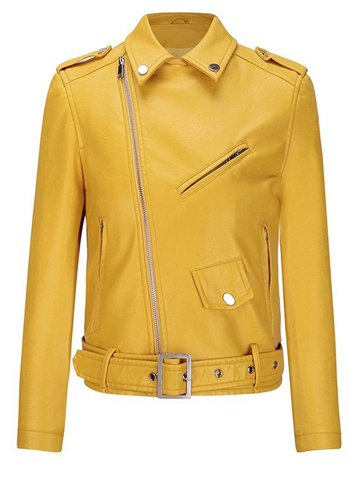 Stylish Female Motorcycle Yellow Jacket