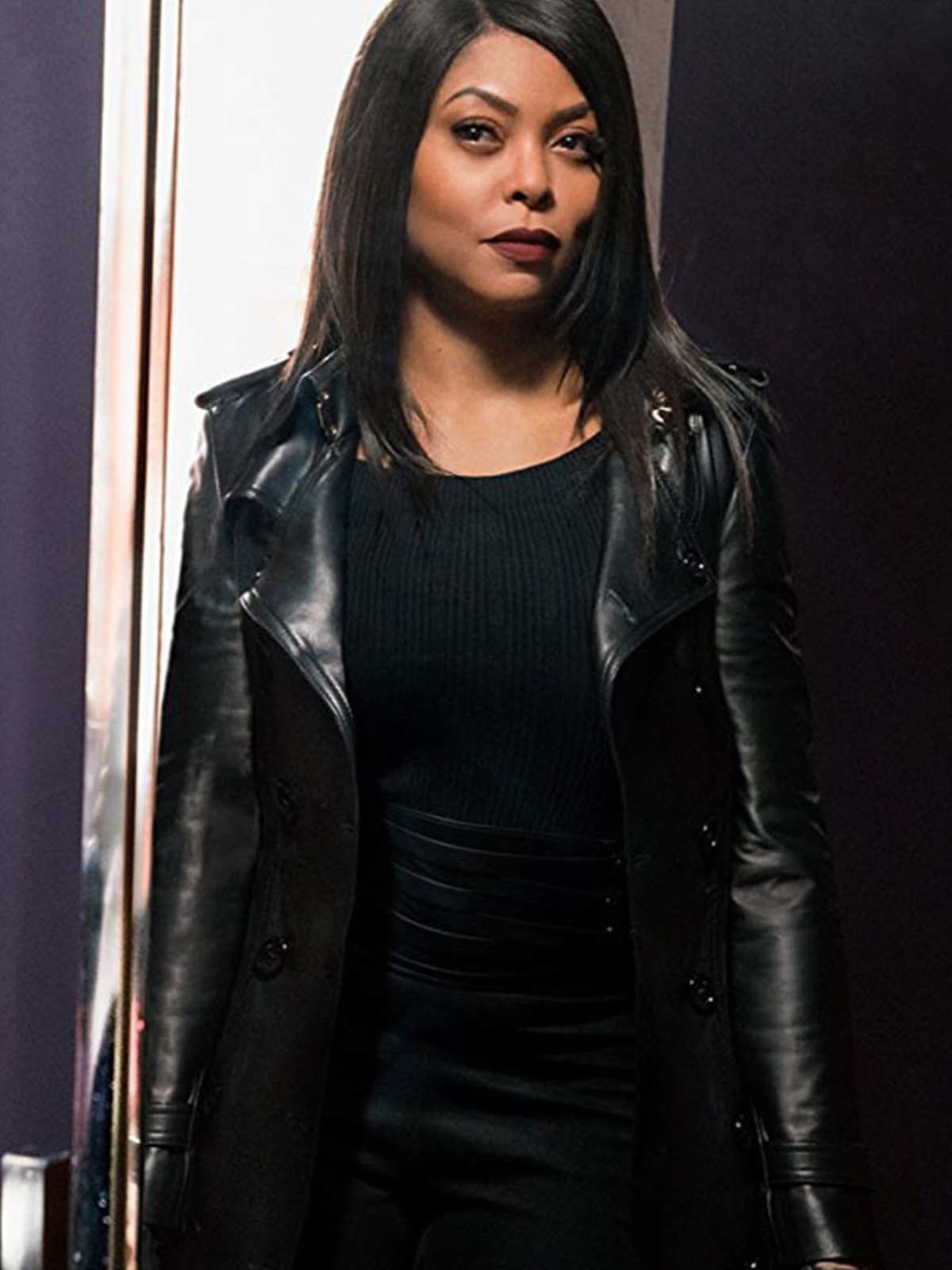 Taraji P. Henson Leather Coat BY Proud Mary Movie