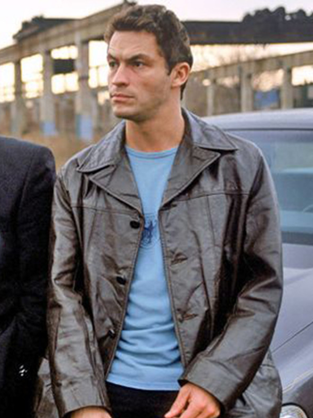 The Wire TV Series Dominic West Black Leather Coat