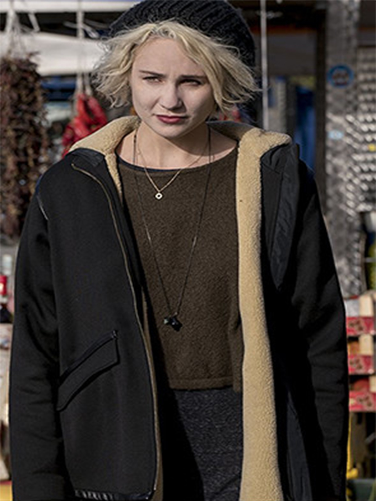 Tuppence Middleton in Movie 8 Bomber Jacket