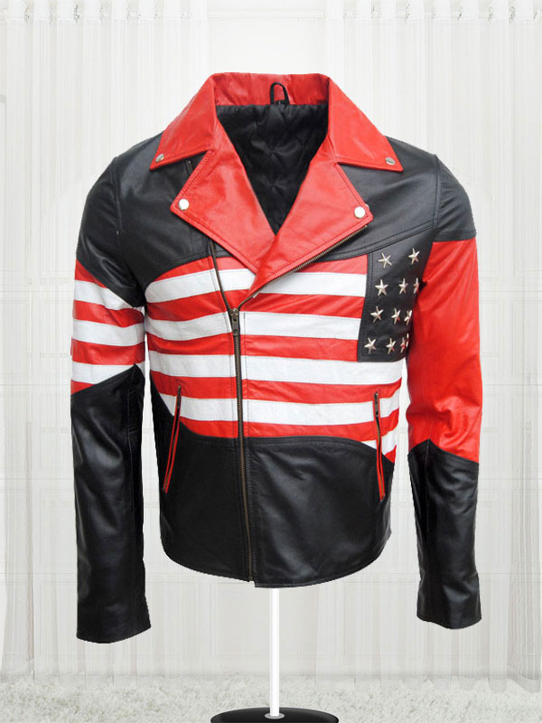 USA Flag Cow Leather Jacket