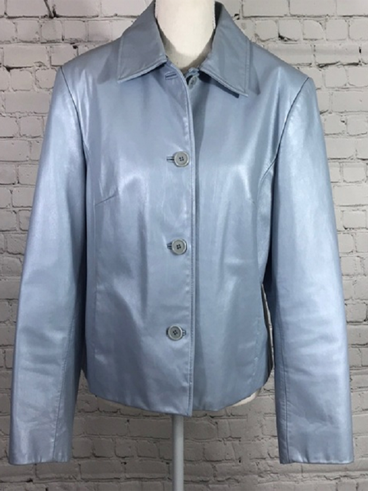 Women's Baby Blue Lord & Taylor Leather Jacket