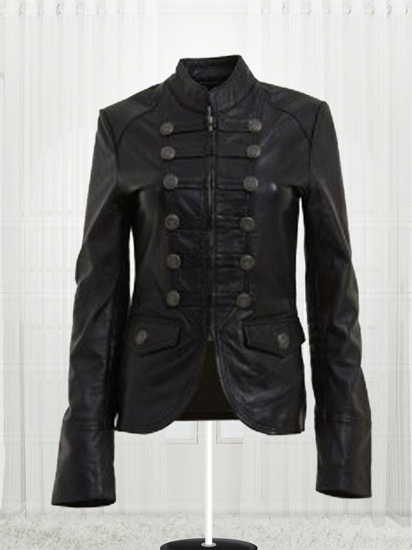 Women's Military Style Leather Jacket