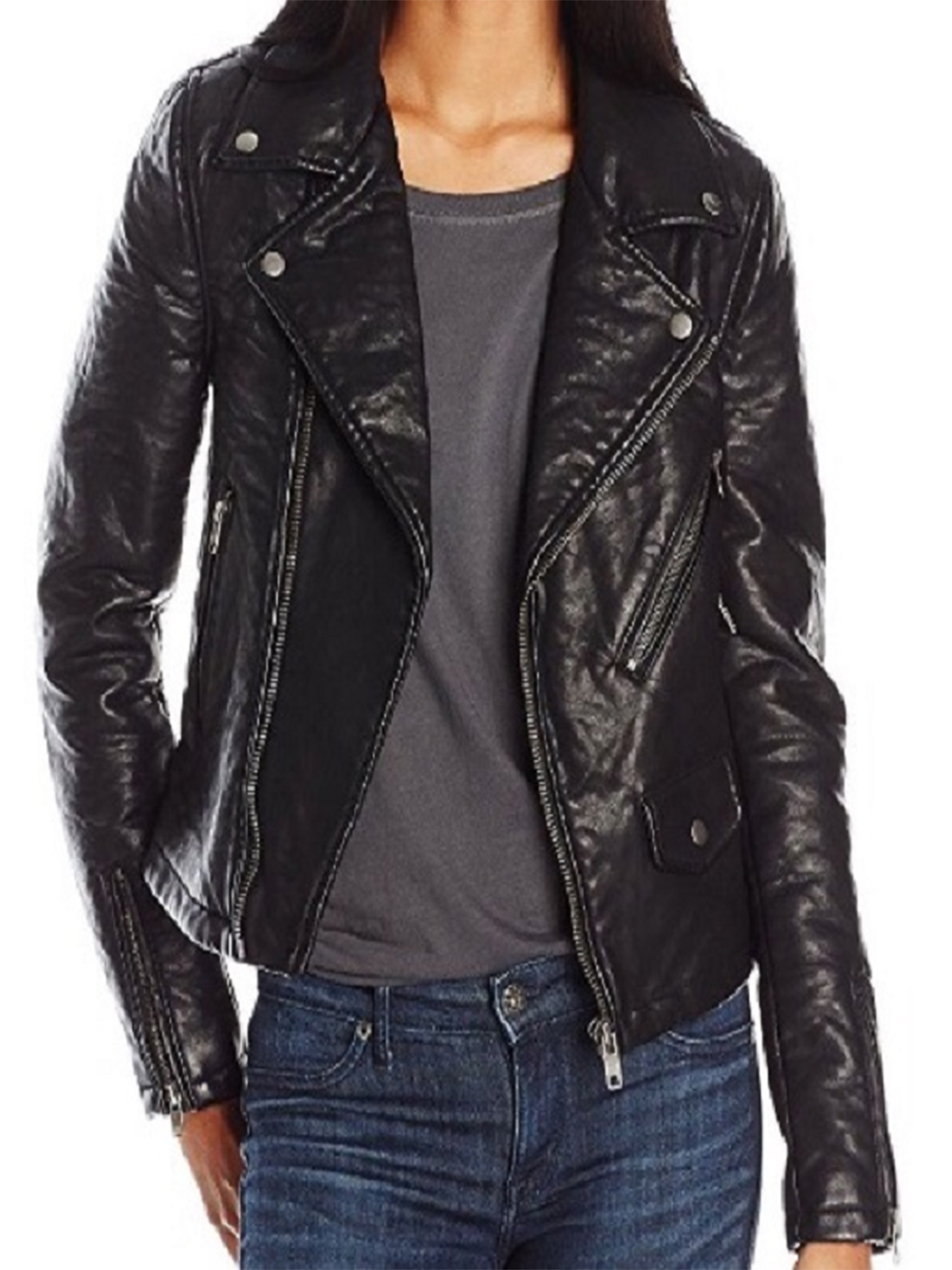 Women's Vigoss Black Genuine Leather Jacket