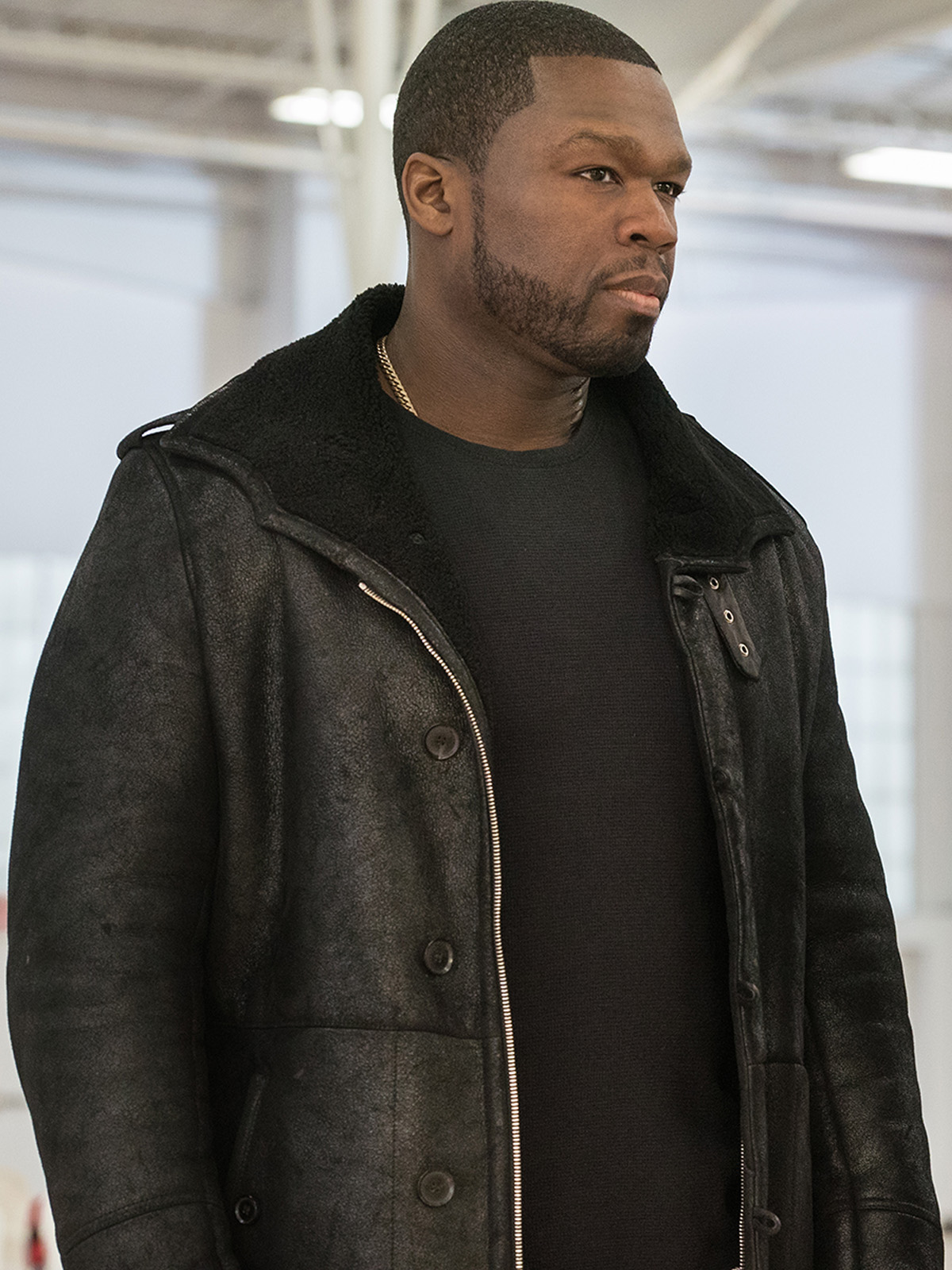 50 Cent Jackson Kanan Black Leather Men’s Winter Fur Lining Coat ...