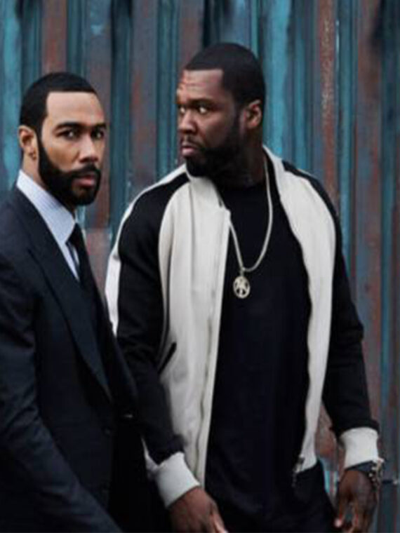 50 Cent Kanan Power Season White And Black Leather Bomber Jacket