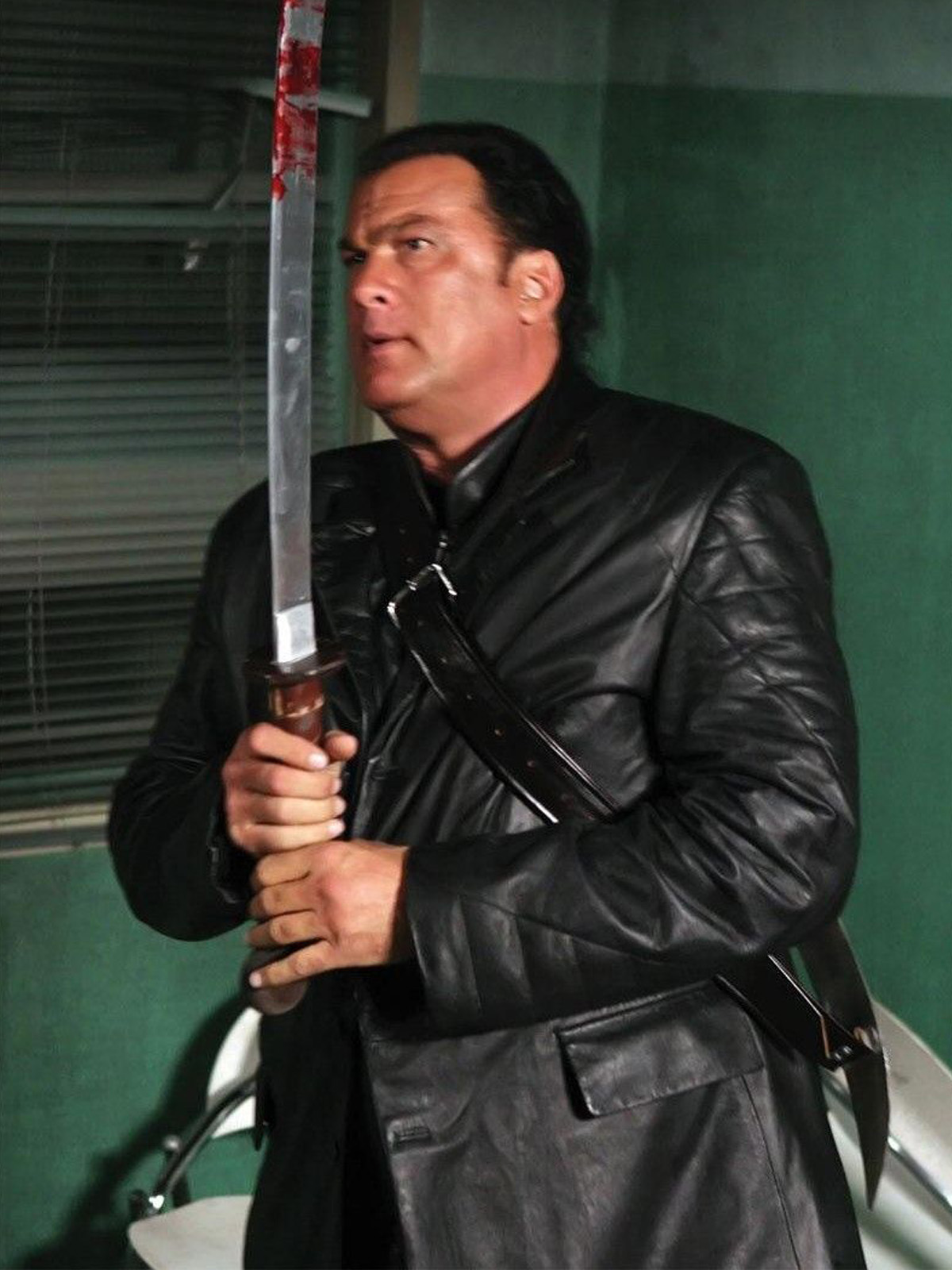 Against The Dark Steven Seagal Tao Leather Black Coat