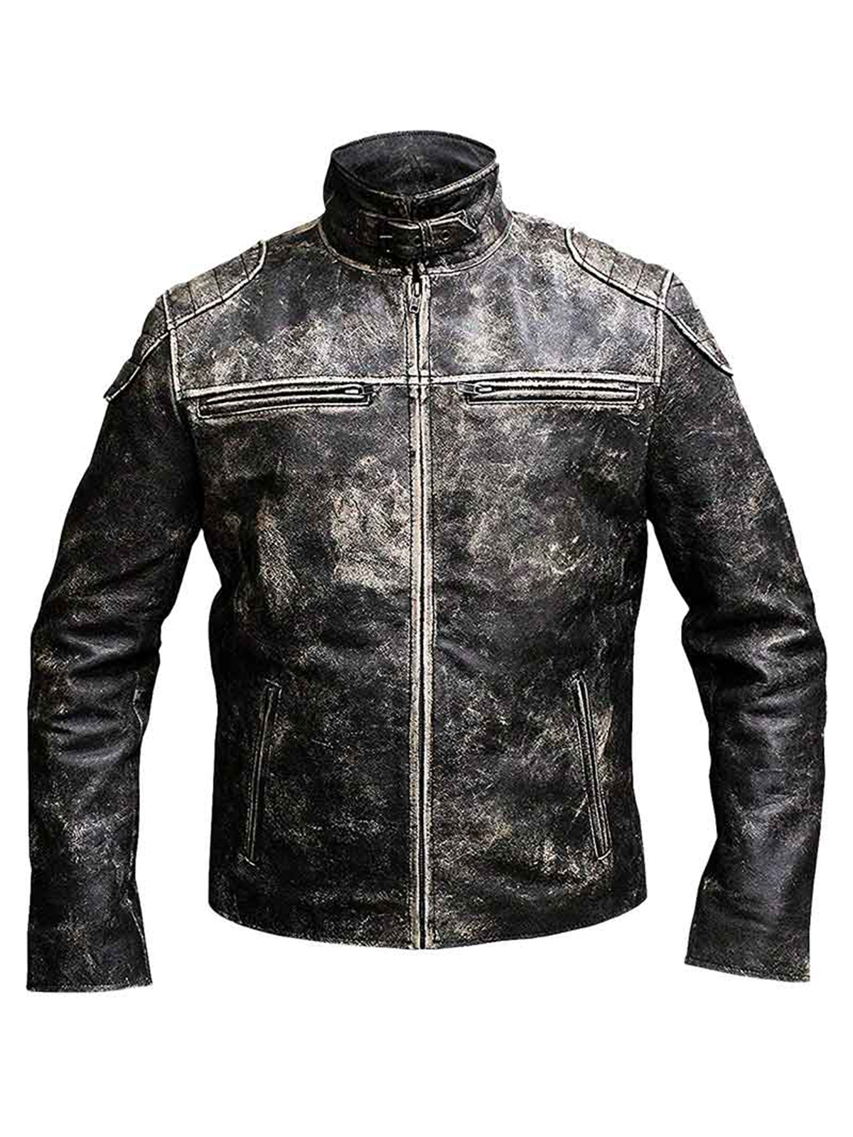 Gents Vintage Retro Distressed Black Antique Leather Jacket