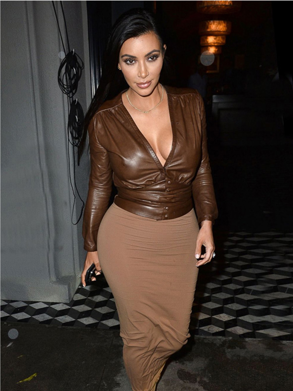 Kim Kardashian Modish Leather Shirt