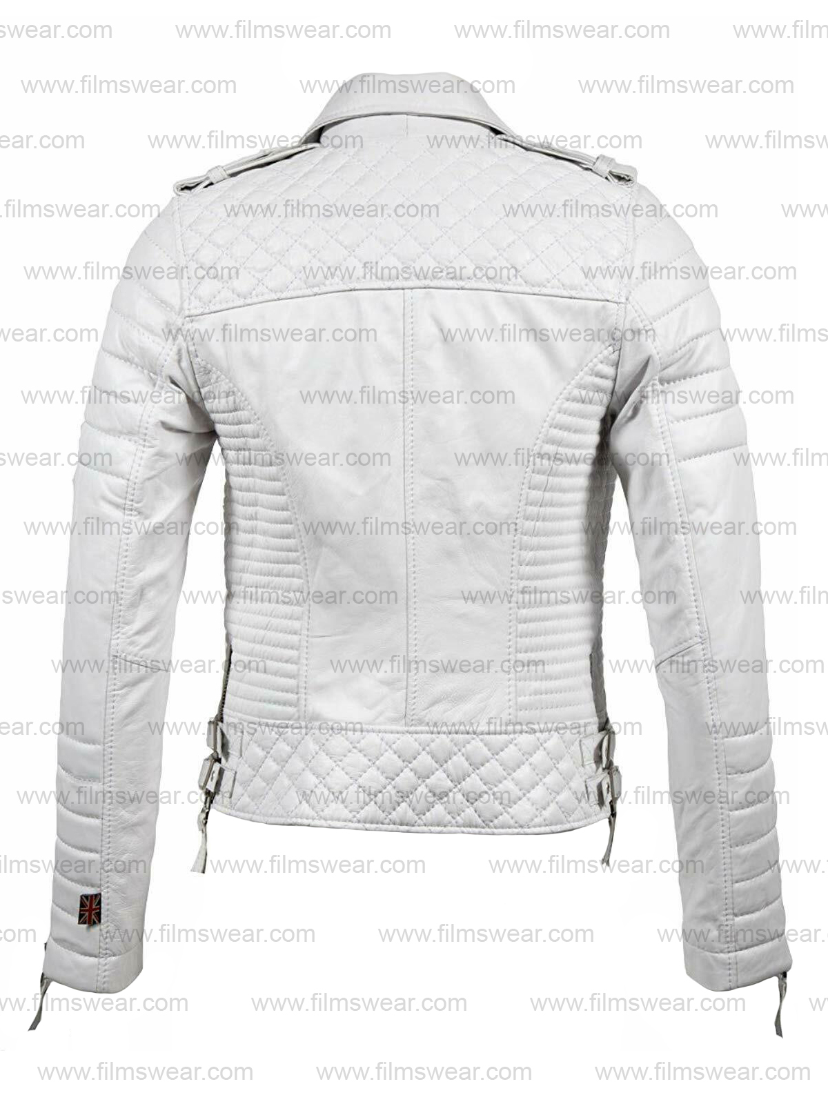 Unisex Casual White Biker Slim Fit Genuine Leather White Jacket