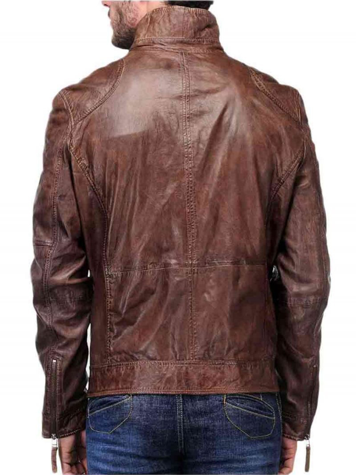 Men Distressed Coffee Brown Jacket